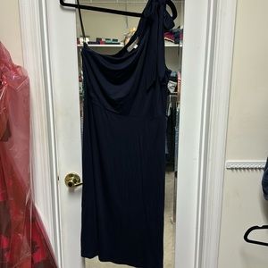 Loft navy one-shoulder dress. NWT.